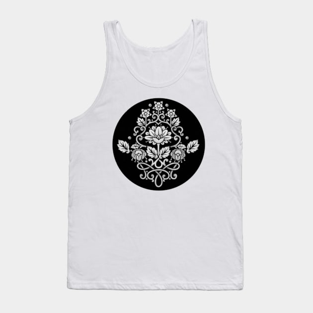 Monotone Damask Printed Tank Top by PatriciaSheaArt